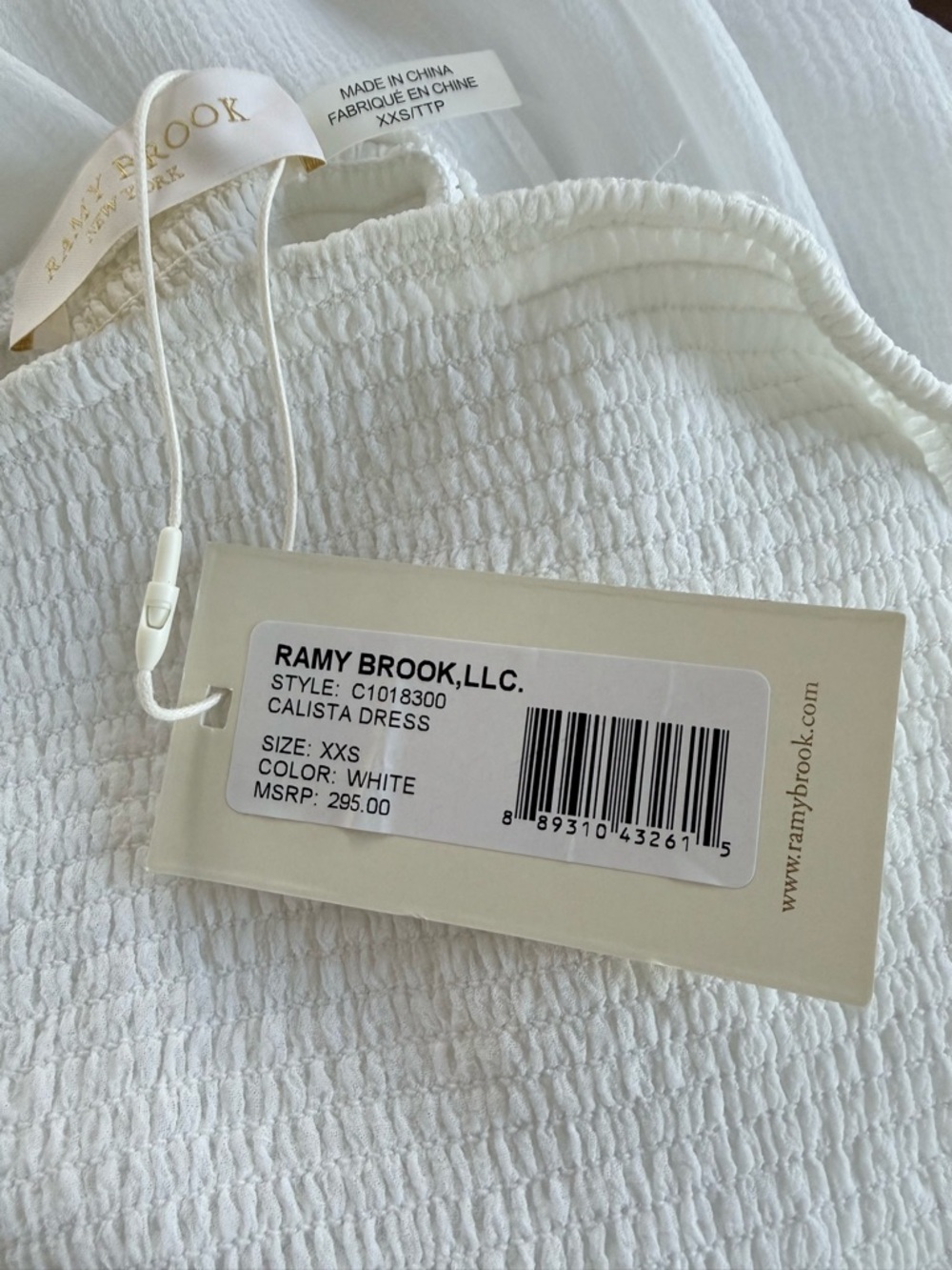 Ramy Brook Calista White Coverup Smocked Strapless Maxi Dress NWT Size XXS - Picture 9 of 11